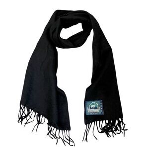 Luxury French 50/50% cashmere lambswool black scarf with fringe
